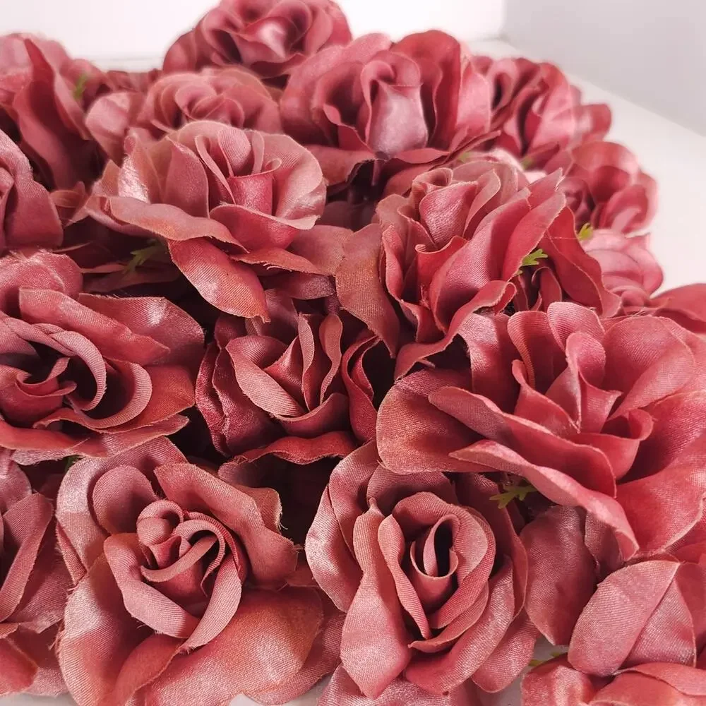 50 Mauve Pink Satin Rose Heads Stemless Wedding Floral Craft DIY 2.5in